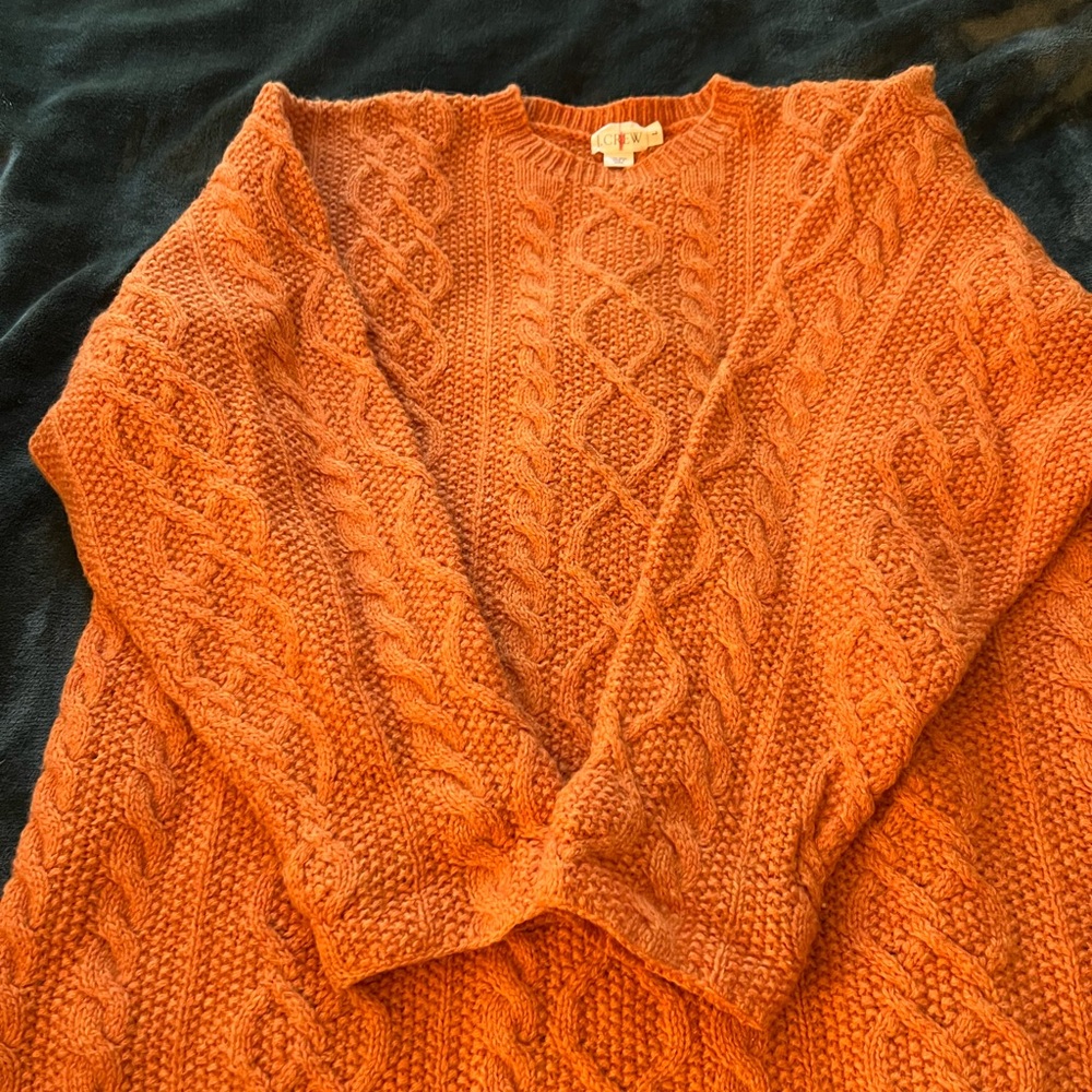 Vintage J CREW Pumpkin Color Cable Knit Sweater..perfect condition..non smoking - Picture 2 of 5